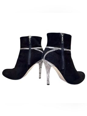 IVANKA TRUMP Women’s Ankle Booties | Black Multi Suede & Snakeskin Accent | 9.5M
